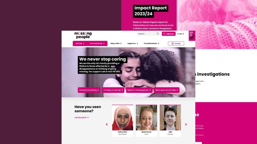 Visual representation of a charity's website design, highlighting its modern aesthetic and intuitive user experience