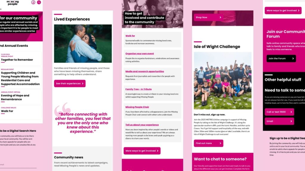 A pink website design displayed in various color schemes, showcasing its versatility and aesthetic appeal
