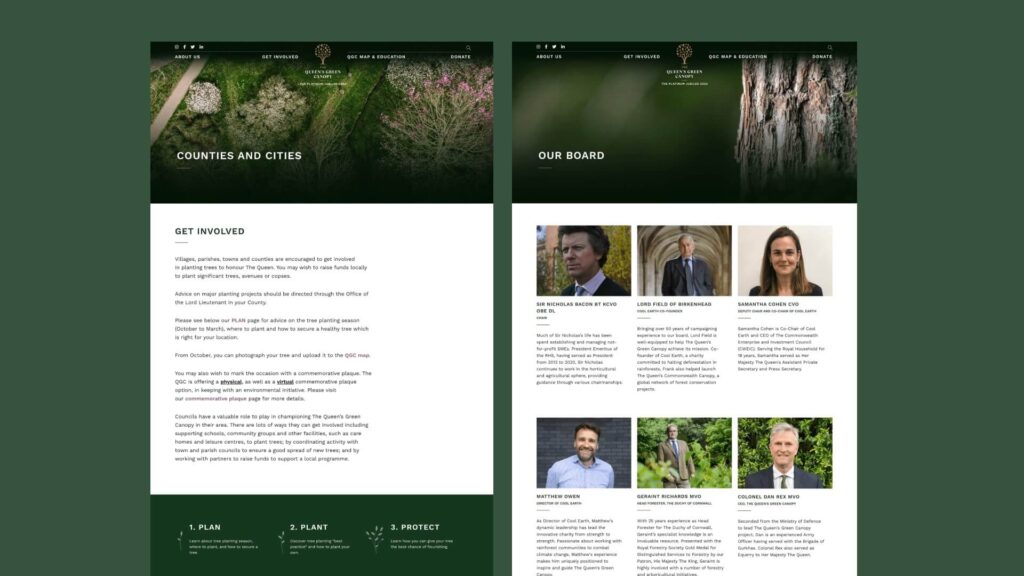 Website design showcasing a nature reserve, featuring lush greenery and user-friendly navigation elements